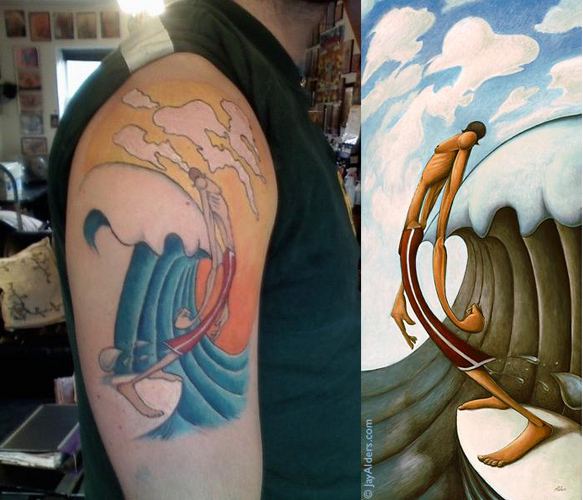 surf tattoos. Tattoos surfing art