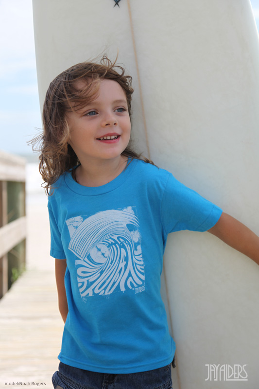 Surfer T-shirt for kids - wave and coastal art t-shirt