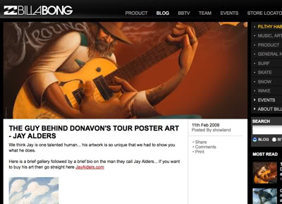 Billabong Features Surfing Artist Jay Alders - Artwork of Donavon