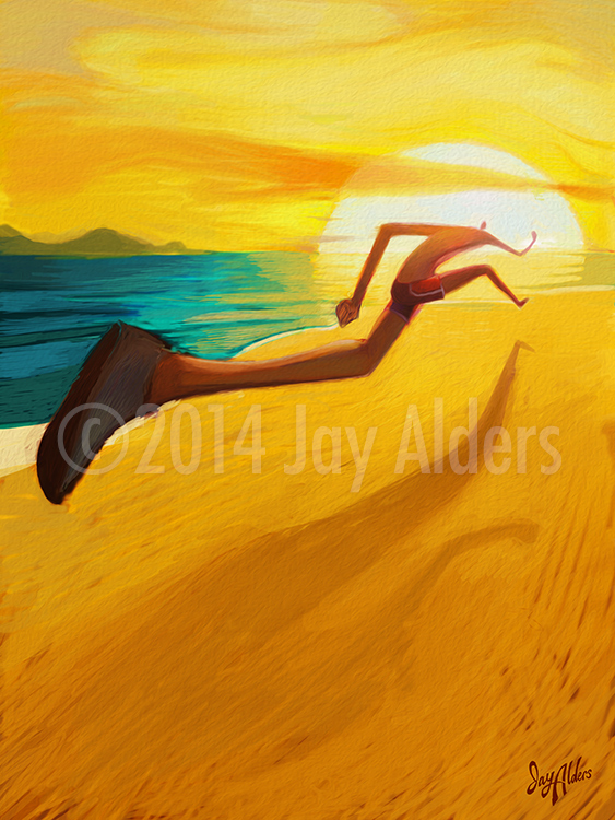 Beach Runner - Running Art by Jay Alders
