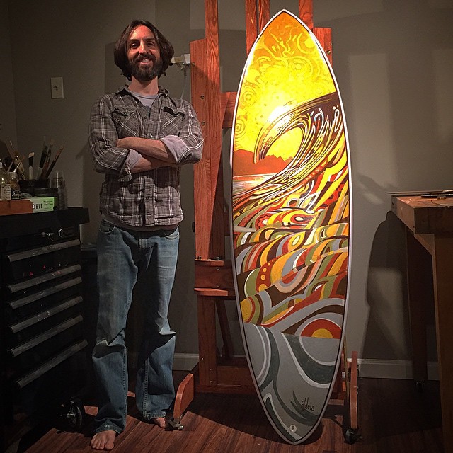 painted surfboard art by Jay Alders