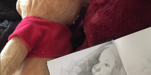 Jay alders sketching daughter Summer Emerson
