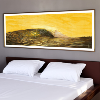 18th and Ocean- art giclée on fine art paper of a contemporary ocean wave painting by artist Jay Alders with color palette in yellow and warm colors