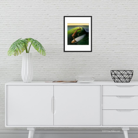 Solitube surfer hanging ten art print by Jay Alders