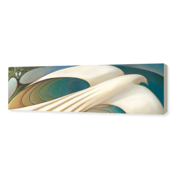 A Bird's High View- contemporary and stylized sea bird flying over a beach as an art print
