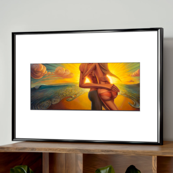 Beaming with Abundance - romantic beach scene contemporary art print