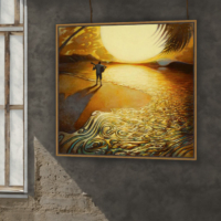 Sea Zen of Tranquility - Giclée Art Print - Acoustic musician on a