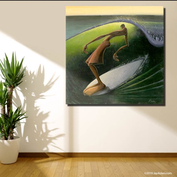 Solitube - Modern Surf Art Print of a long boarder by Jay Alders