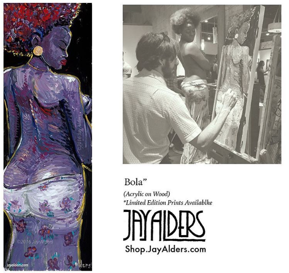 African woman life drawing live painting of Bola by Jay Alders