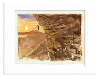 11x14 Matted Print - Rock Climbing Art - At Arm's Length