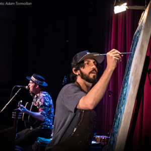 Jay Alders live painting with G Love in Manasquan NJ Algonquin Theatre