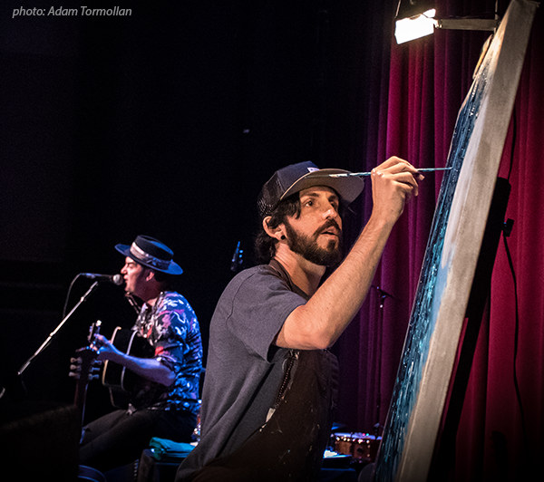 Jay Alders live painting with G Love in Manasquan NJ Algonquin Theatre