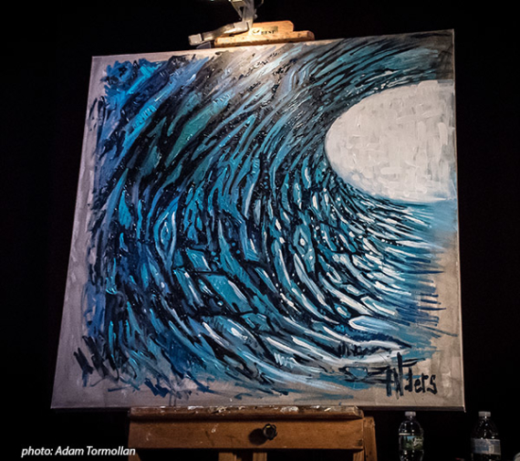 Jay Alders live surf art with G Love in Manasquan NJ Algonquin Theatre