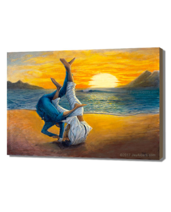 Brazilian Jiu Jitsu Art - Beach Sweep painting by Jay Alders