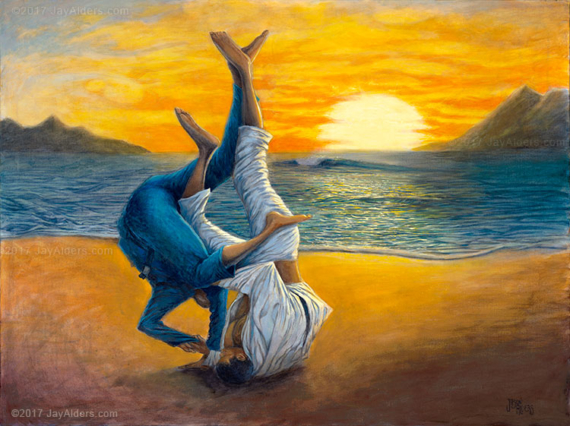 Beach Sweep - Brazilian Jiu Jitsu Painting