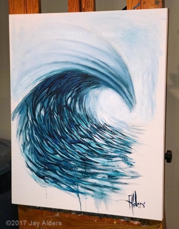 wave of blues ocean surf painting