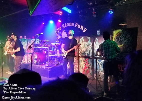 Jay Alders live painting with The Expendables in Asbury Park NJ Stone Pony