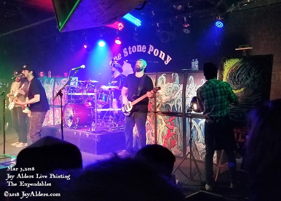 Jay Alders live painting with The Expendables in Asbury Park NJ Stone Pony