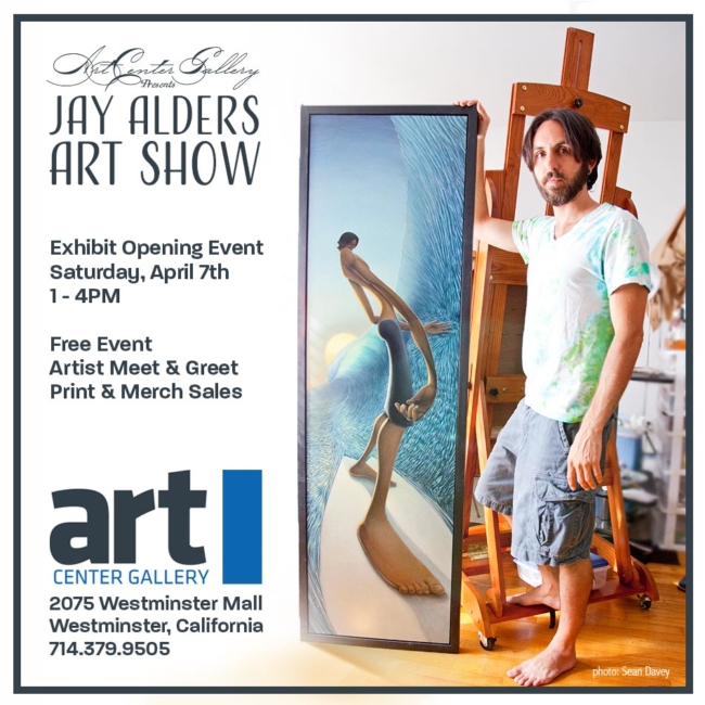 Jay Alders surfer artist Art Show in Orange County California