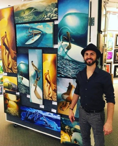 Jay Alders Artist at Art Show surf art