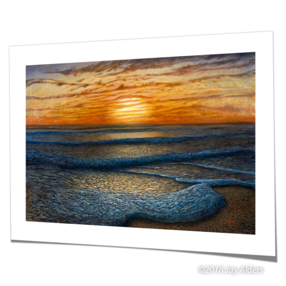 Ripple Effect Sunrise ocean print on cotton rag