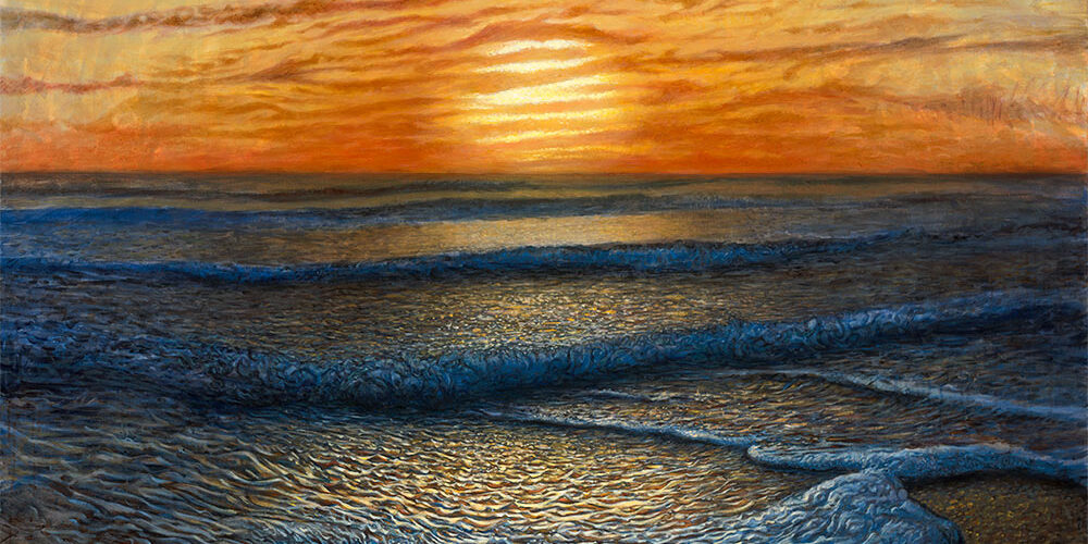Ripple Effect - sunrise at the beach painting by jay alders