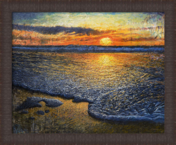 Framed 20x16 canvas beach art of "Sea Quell"