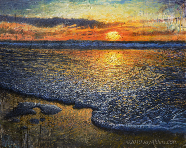 Sea Quell - Contemporary ocean painting at sunrise by Jay Alders