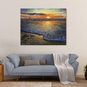 Sea Quell - Beach Sunrise Art Print in Boho Chic Interior