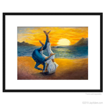 Beach Sweep - Jiu-Jitsu art print in frame