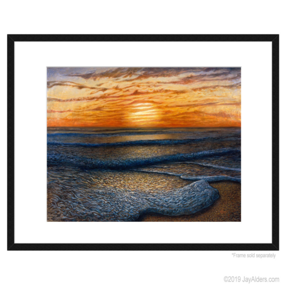 Frame matted print of surf inspired "Ripple Effect" art by Jay Alders