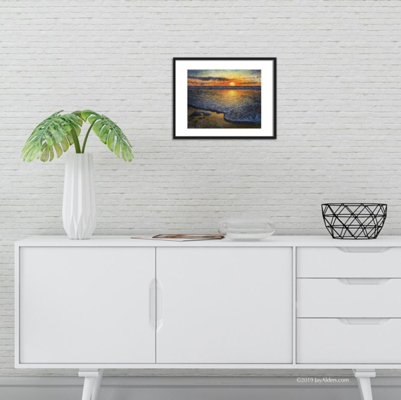 Modern mid-century coastal interior art