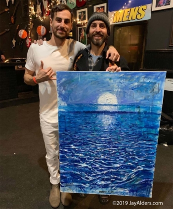 Surf Artist Jay Alders & quincy Mumford at Stone Pony with Sea Prince painting