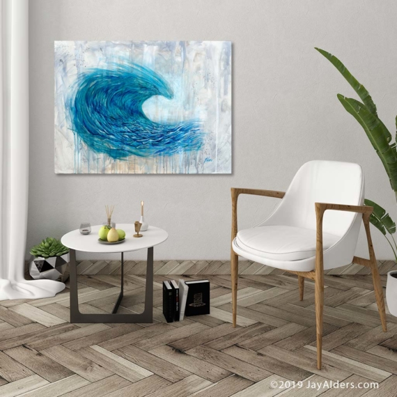Coastal decor theme, ocean wave print