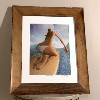 Second Glance surfer girl framed print