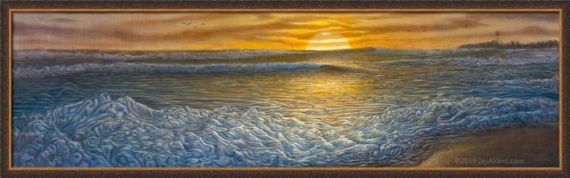 Manasquan Inlet artwork of a beach at the Jersey shore at sunrise by contemporary artist Jay Alders