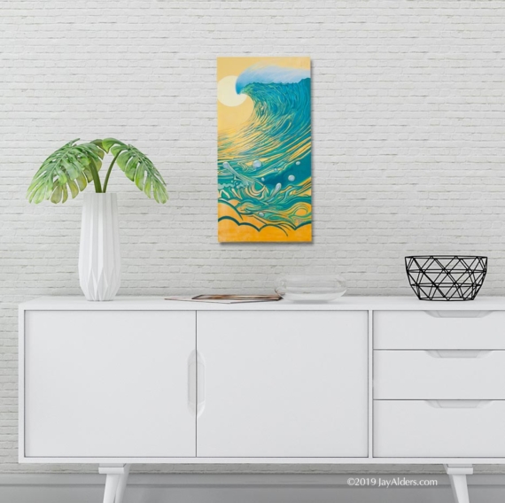 Yellow and Teal Peel modern surf art print