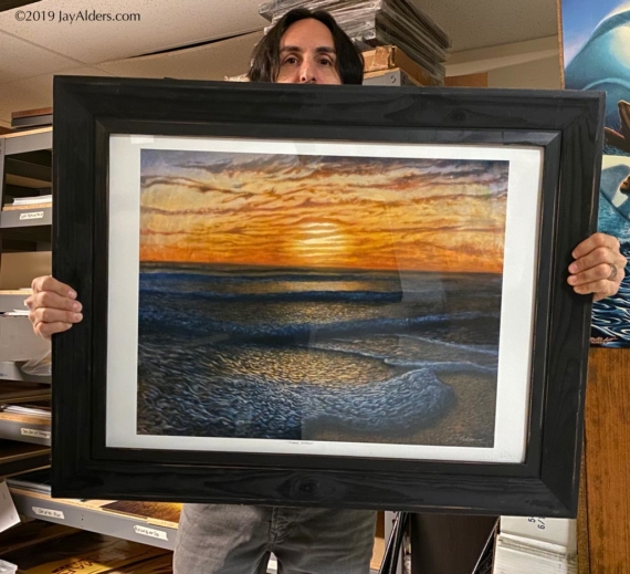 Jay Alders surf art of beach at sunrise or sunset