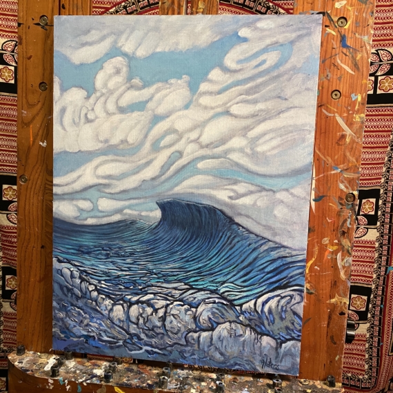 Rising Up - Surf inspired ocean painting seascape by Jay Alders