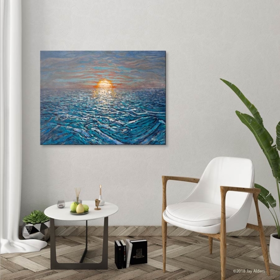 Heavy Reflections contemporary seascape by Jay Alders of a sunset over the ocean