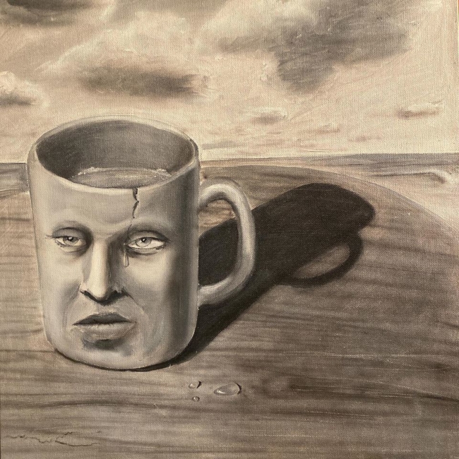 art of a broken crying cup of depression and tears