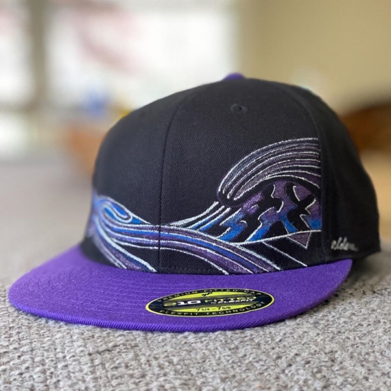 custom hand-painted surf art hat by jay alders