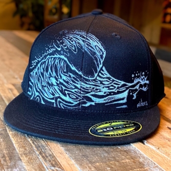 Custom painted surf art ocean wave hat by Jay Alders