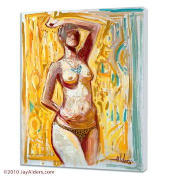 Topless Woman in a Salon - Figurative Art Print by Jay Alders
