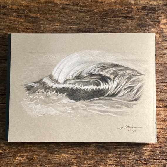 colored pencil ocean wave drawing by Jay Alders