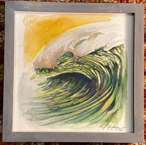 surf art watercolor ocean painting