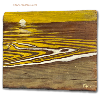 Oceanscape beach scene painted on reclaimed wood by Jay Alders