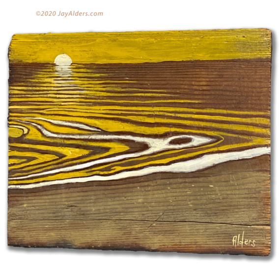 Oceanscape beach scene painted on reclaimed wood by Jay Alders