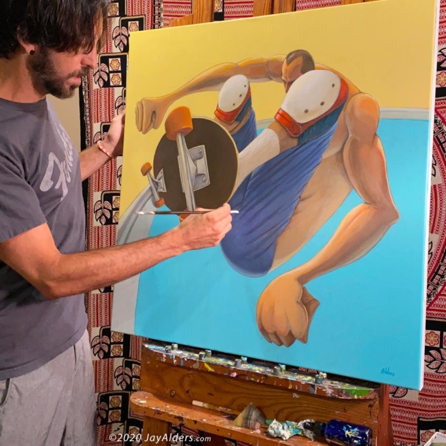 jay-alders-skate-art Artist and skater Jay Alders painting skate art of Jay Adams