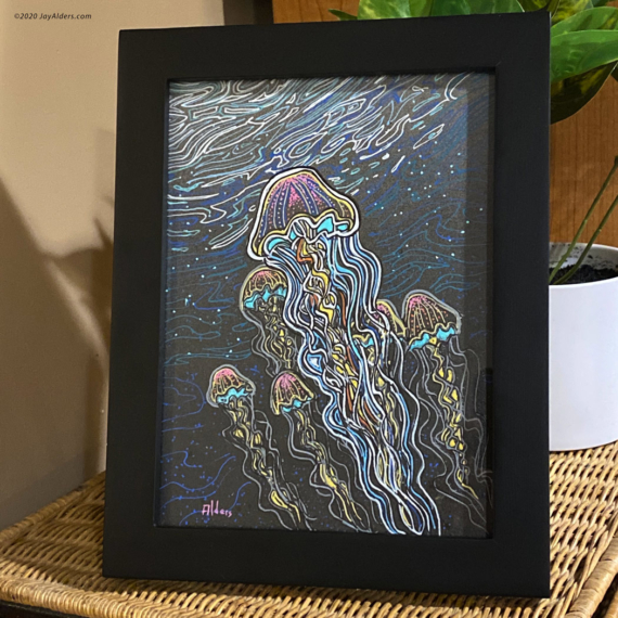 Colorful painted Jellyfish artwork